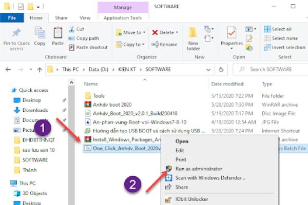 kích vào chạy chương trình