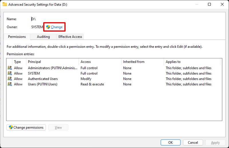 sua loi tu choi truy cap o cung 4